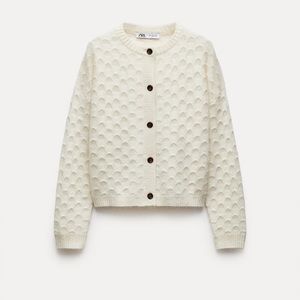 Zara Wool and Alpaca Blend Disc Knit Cardigan